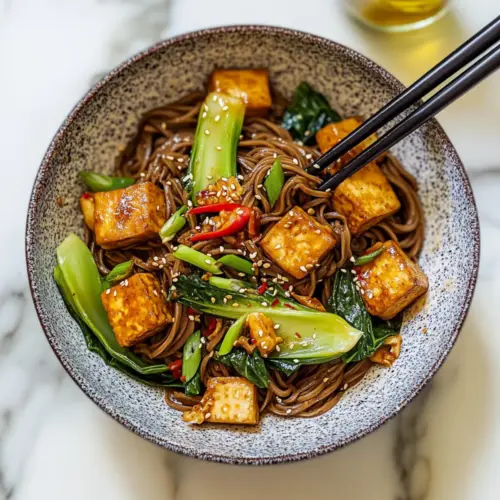Spicy Soba Noodles with Crispy Tofu & Bok Choy