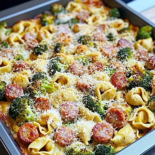 Sheet Pan Broccoli Tortellini Bake