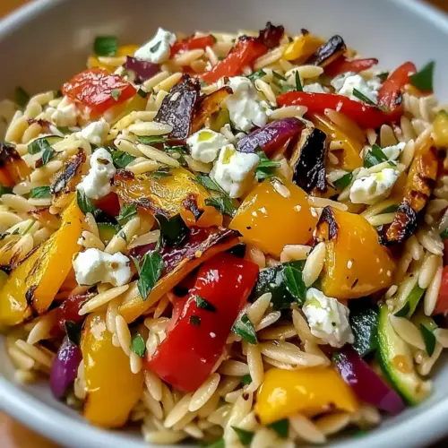 Orzo Salad with Roasted Veggies and Feta