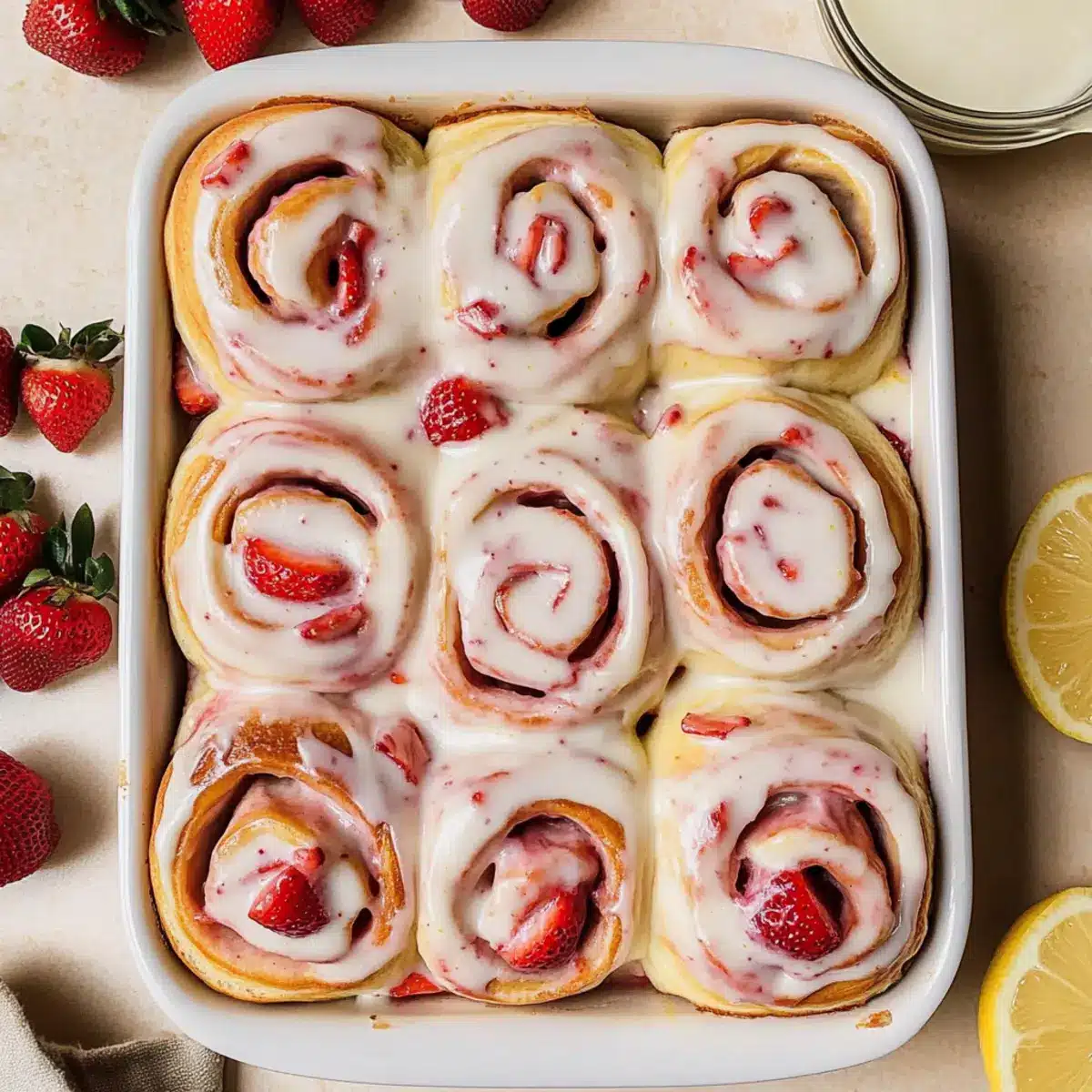 Strawberry Rolls with Lemon Icing