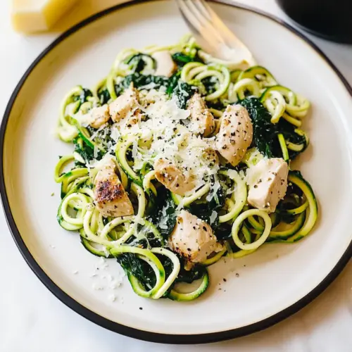 Zucchini Noodles with Chicken, Spinach and Parmesan