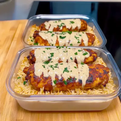 High Protein Creamy Cajun Chicken with Garlic Rice