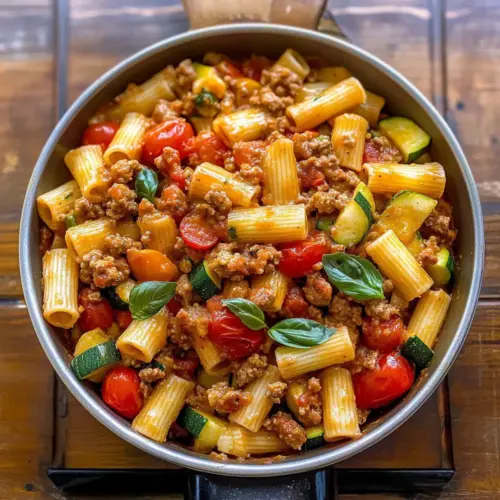 Rigatoni with Sausage, Tomatoes, and Zucchini