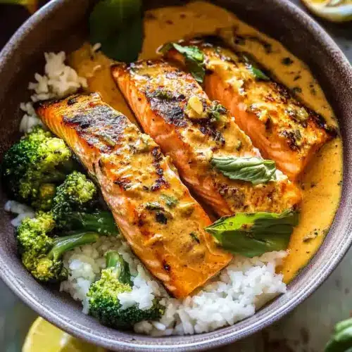 One-Pan Coconut Curry Salmon with Garlic Butter