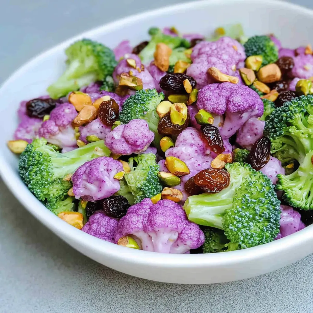 Purple Cauliflower & Broccoli Raisin Salad