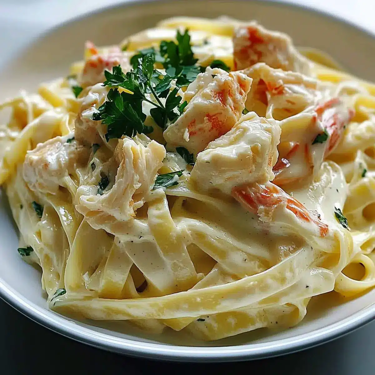 Creamy Crab Fettuccine Alfredo