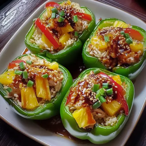 Teriyaki Pineapple Chicken Stuffed Peppers