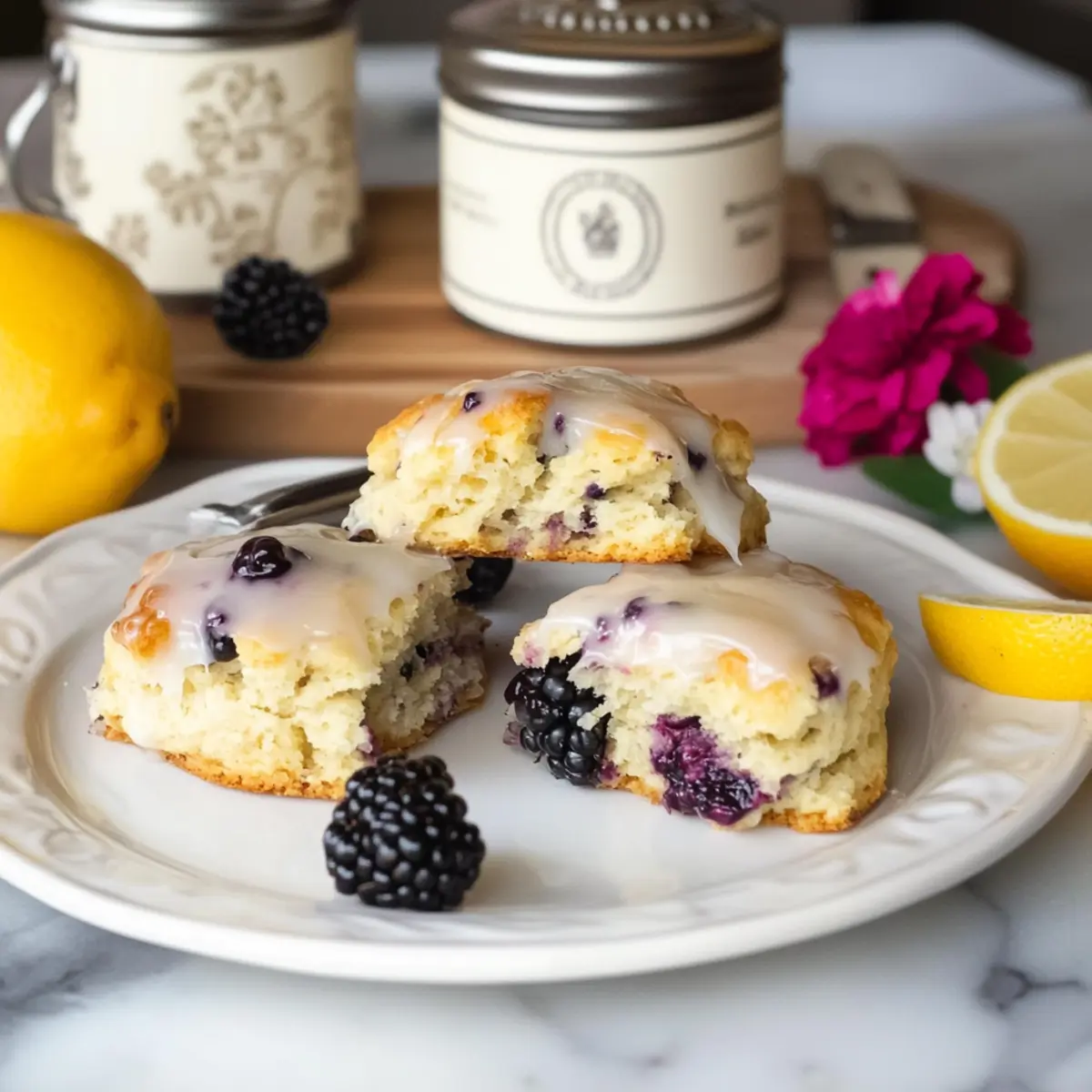 Earl Grey Blackberry Scones with Lemon Glaze